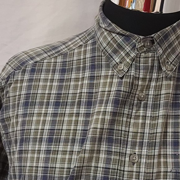 Wrangler Rugged Wear Mens XL Brown Stripe Plaid Long Sleeve Button Up Shirt - Picture 3 of 11